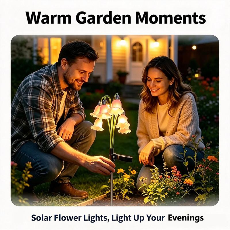 Solar Powered Bluebell Fiber Optic LED Floor Plug Light, Outdoor Waterproof Landscape Lamp for Courtyard, Garden, Lawn and Path Decoration