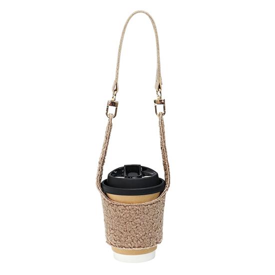 Cozy Fabric Cup Sleeve Plush Coffee Sleeve, Hand Strap Soft Insulated Holder, Autumn Winter Warmer Wrap Retro Style for And Daily Use Anti Scald Milk