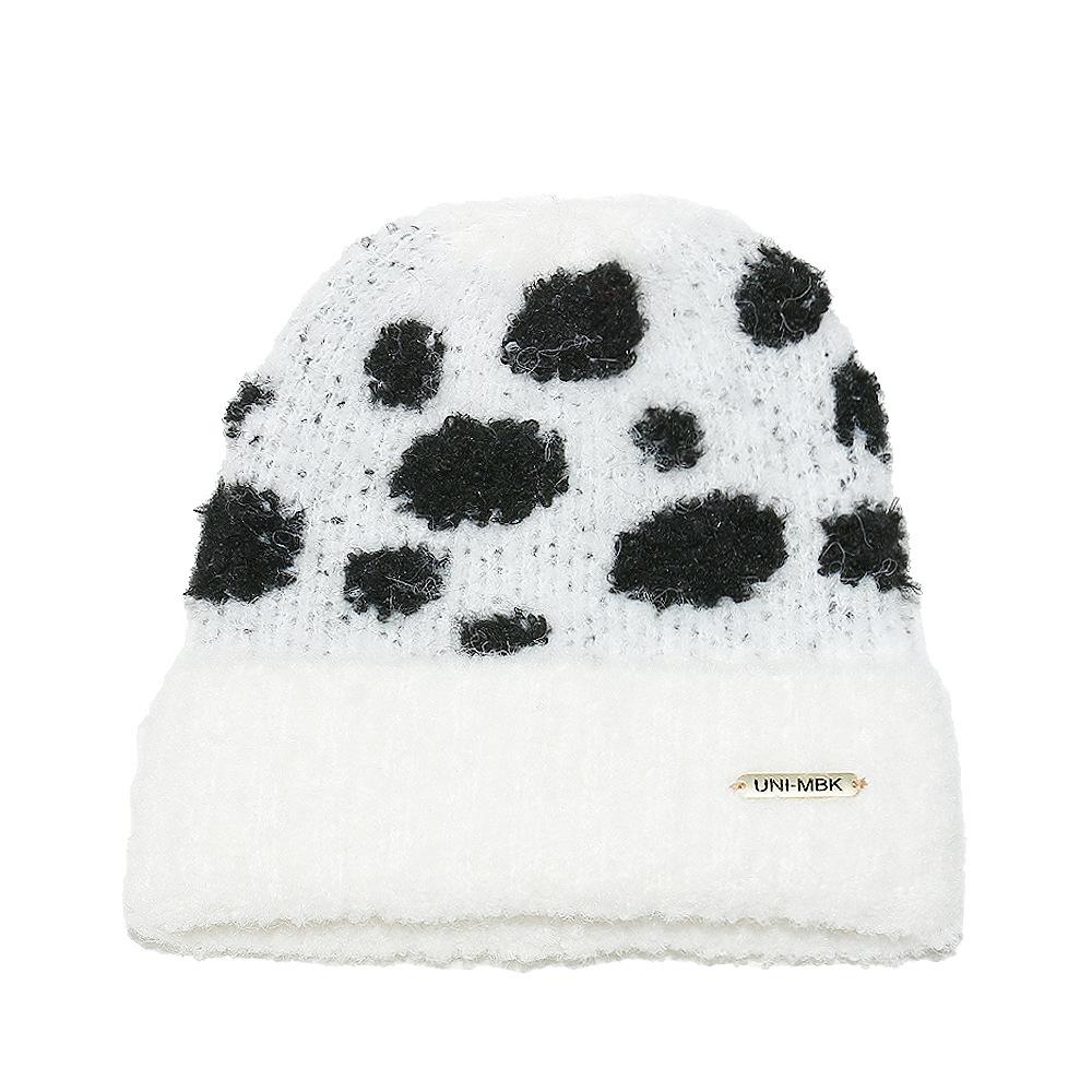 

Korean version of cold hat women s autumn and winter face small cold protection ear protection bag head hat thickened warm polka dot wool knitted hat M（56-58cm）