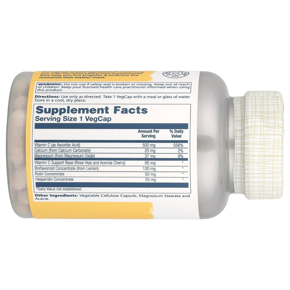 Solaray Bioflavonoid Buffered Vitamin C Concentrate 500mg Veggie Capsules 100 Count