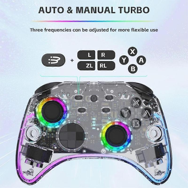 DATA FROG G04 For Nintendo Switch OLED PC Wired Wireless Transparent Game Controller with RGB Ligh