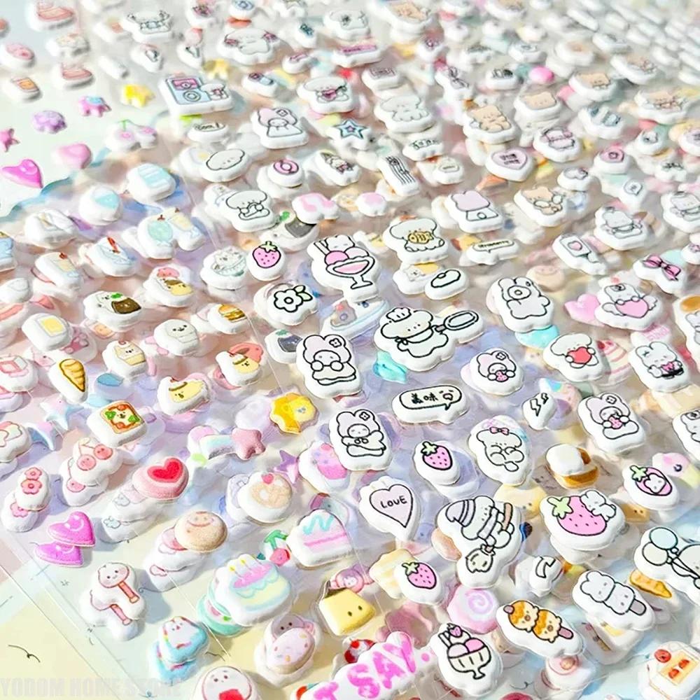 Mini Puffy Cartoon Scrapbook Journal Sticker DIY Decor Kawaii Animal 3D Stereo Photocard Phone Case Decal Stationery Sticker