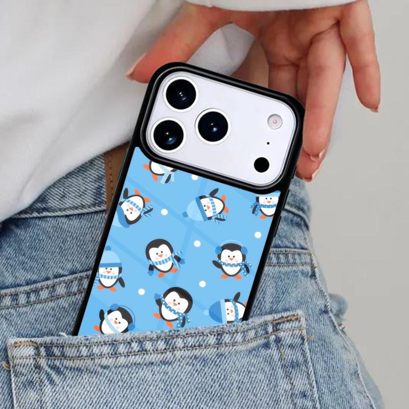 Cute Penguin soft Phone Case for iPhone 16e 15 14 13 12 17 Pro Max Plus Air 17pro Cover Coque