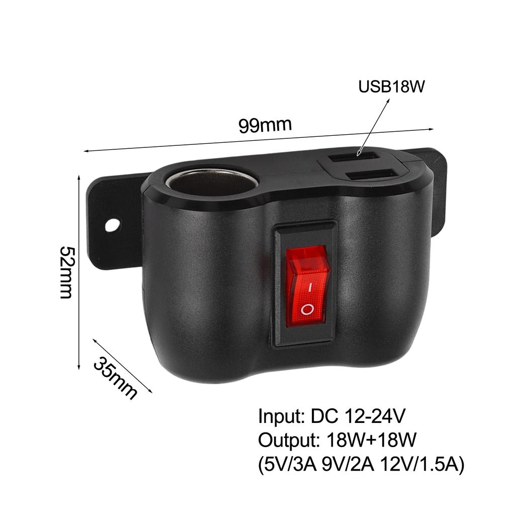 12V USB Socket 36W PD3.0 18W Multifunction Cigarette-Lighter Ports Socket for QC3.0 Dual USB Built-in Car Camper Adapter
