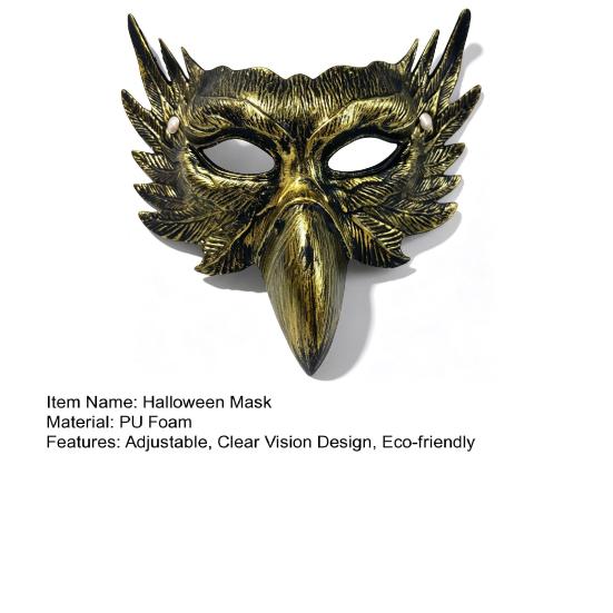Halloween Cosplay Accessory Eagle Half Face Mask, Vintage Gold Decorative Party Mask Masquerade Gothic Props Venetian