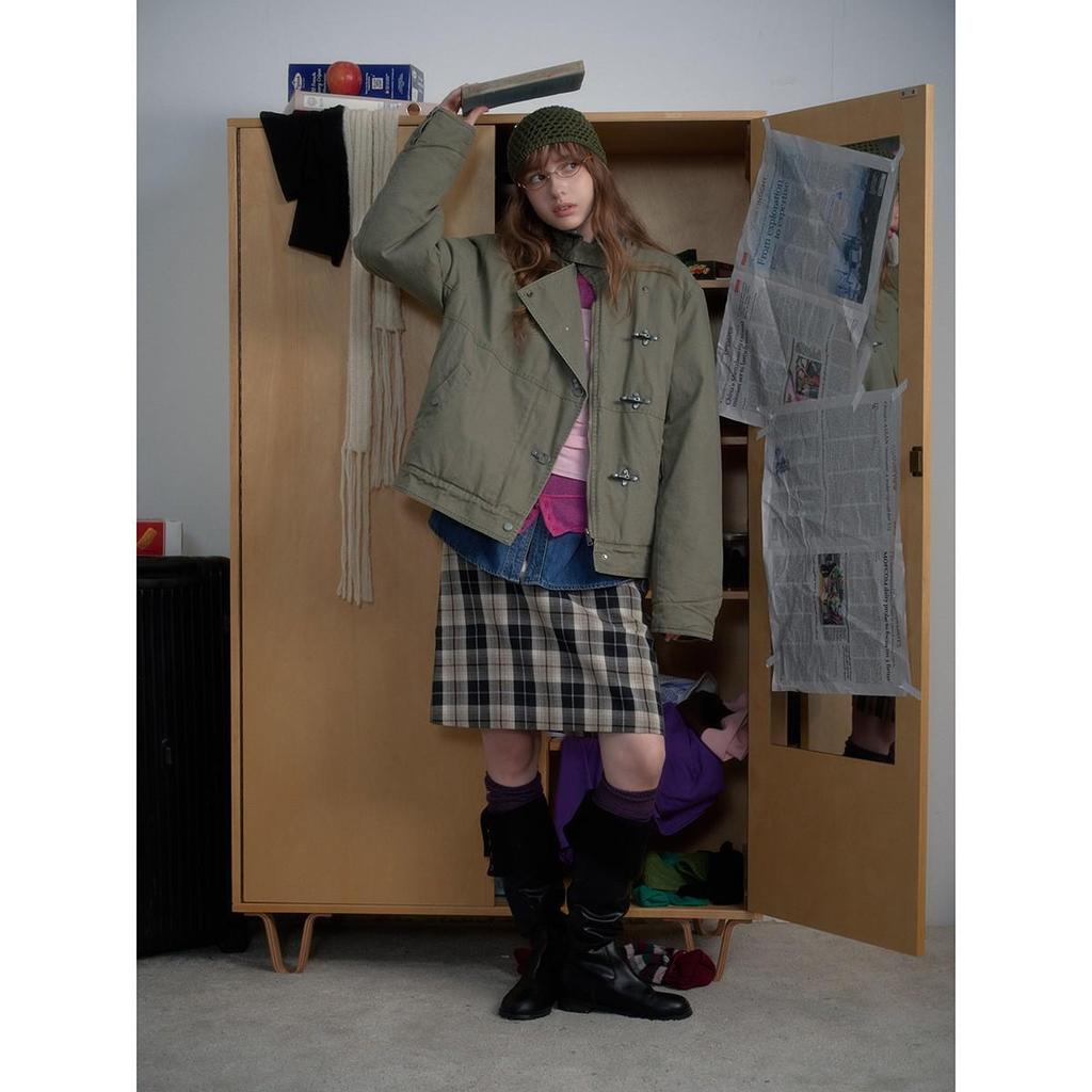 Módní Unisex Retro Praná Metalová Pracovní Bunda - Zimní Stojáček Bavlněný Kabát
