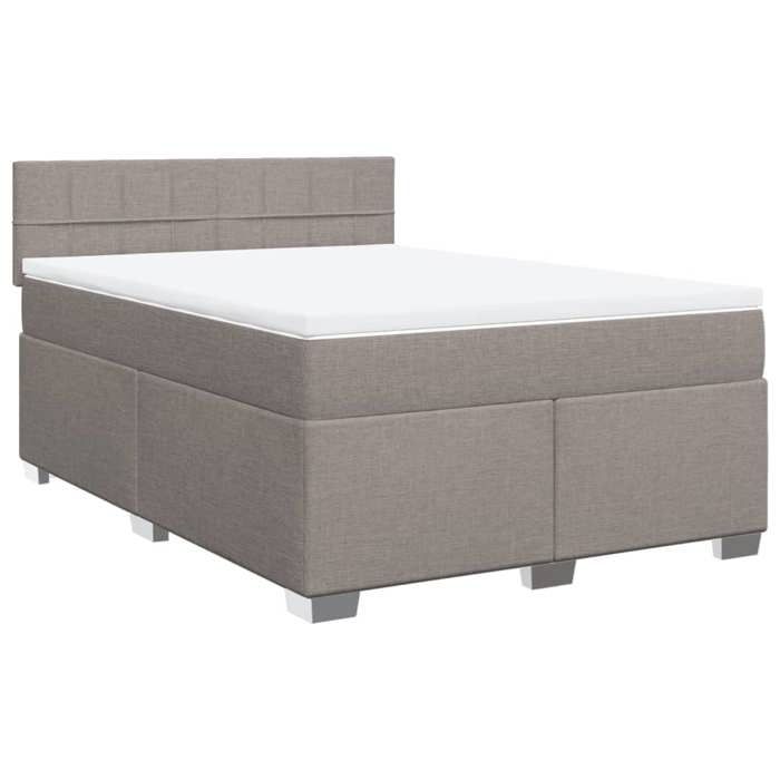 VidaXL Slat Bed Base with Mattress Taupe 140x200 Cm Fabric 3285915