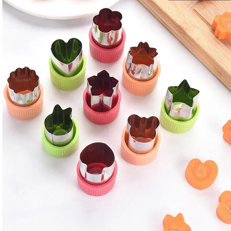 3/12Pcs Star Heart Shape Vegetables Cutter Plastic Handle Portable Cook Tools Stainless Steel Fruit Cutting Die Kitchen Gadgets