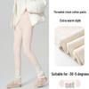 High Waist Warm Fleece-Lined Leggings - Vertical Stripe, Matte, Slimming Cotton for Autumn/Winter