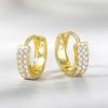 ZHOUYANG Hoop Earrings For Women Double Row Set Zircon Iced Out Gold Color Hip Hop Fashion Men Jewelry Ear Accessories KBE421
