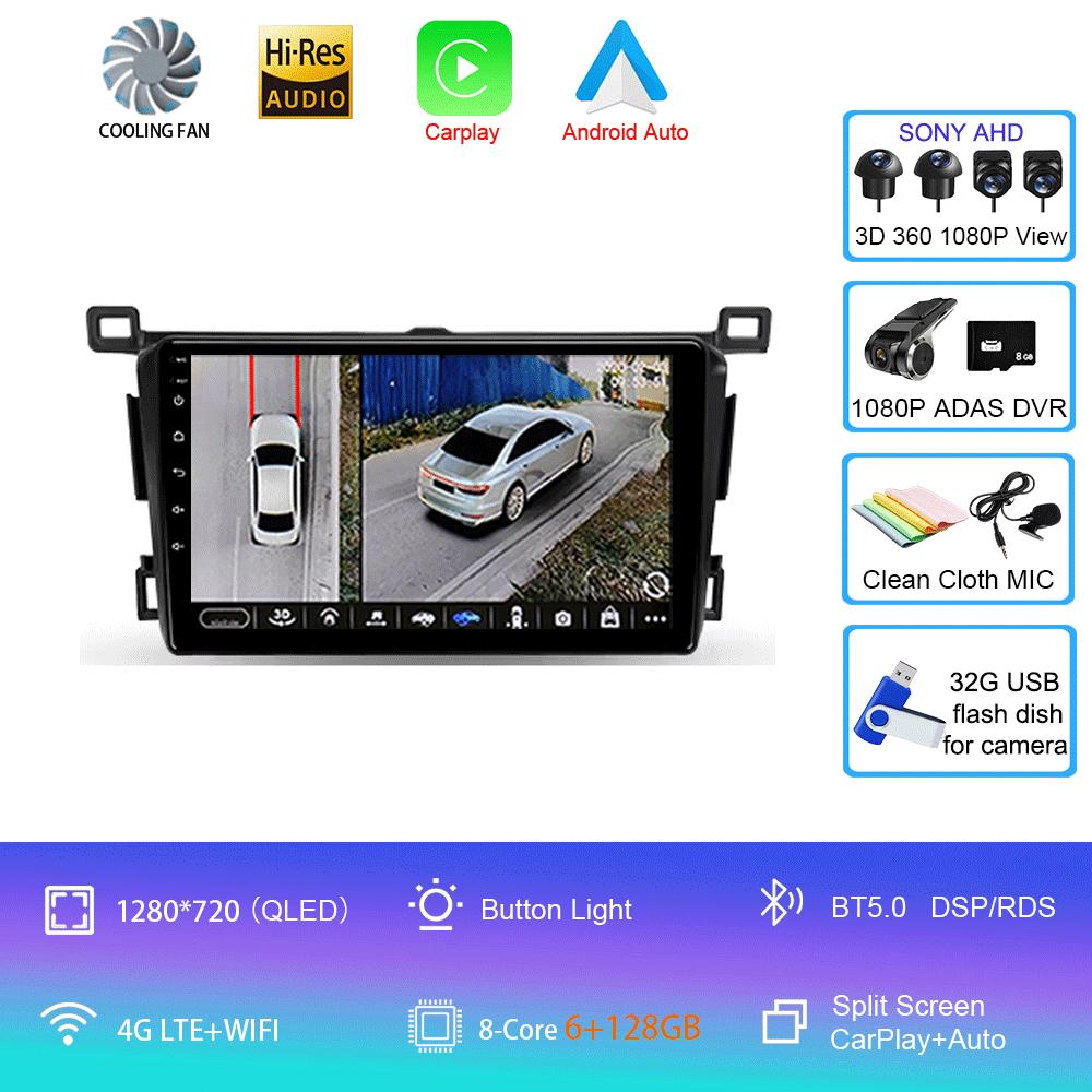 Android 14 For Toyota RAV4 Rav 4 2013 2014 2015 - 2019 Carplay Auto Car Radio GPS Navigation DSP 360 Camera 2 Din Video Stereo