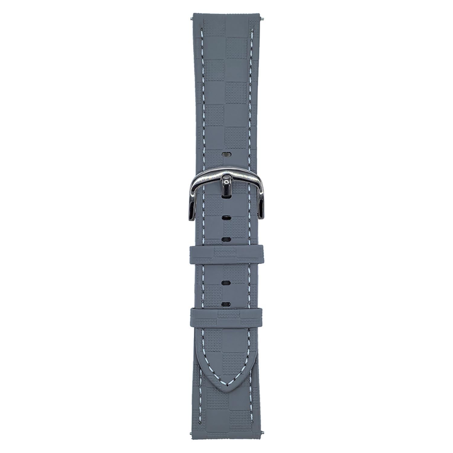 

For Samsung Galaxy Watch7 44mm/40mm Plaid Texture Watch Band 20mm Adjustable Leather Wrist Strap Grey