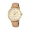 Casio LTP-VT03GL-4B Women's Analog Quartz Watch, Pale Orange Metallic & Beige Leather Band