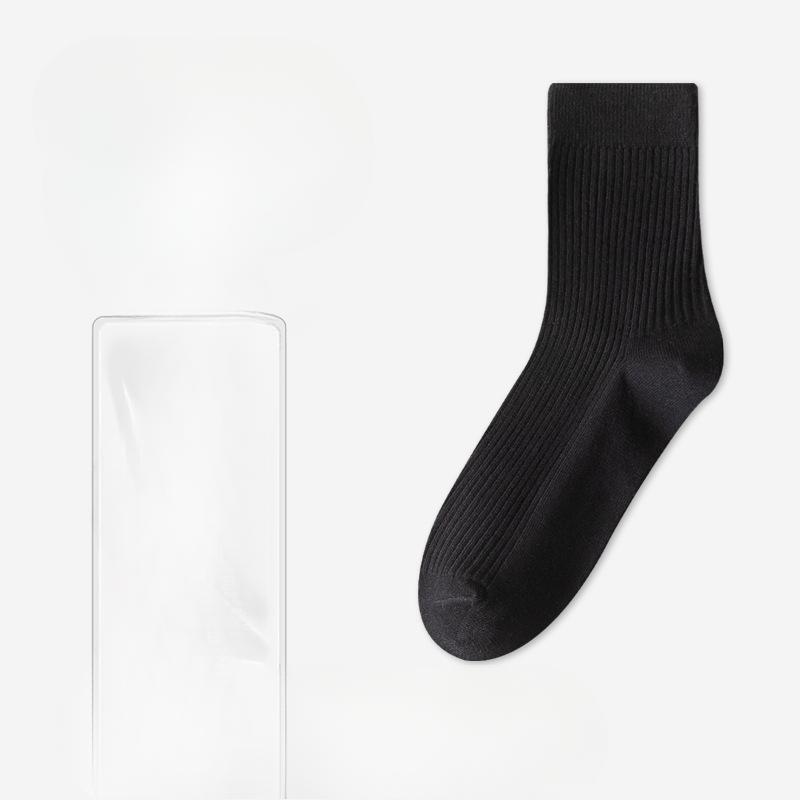 Men's Summer Fashion New Vertical Bar Anti Pilling Boneless Tube Cotton Socks