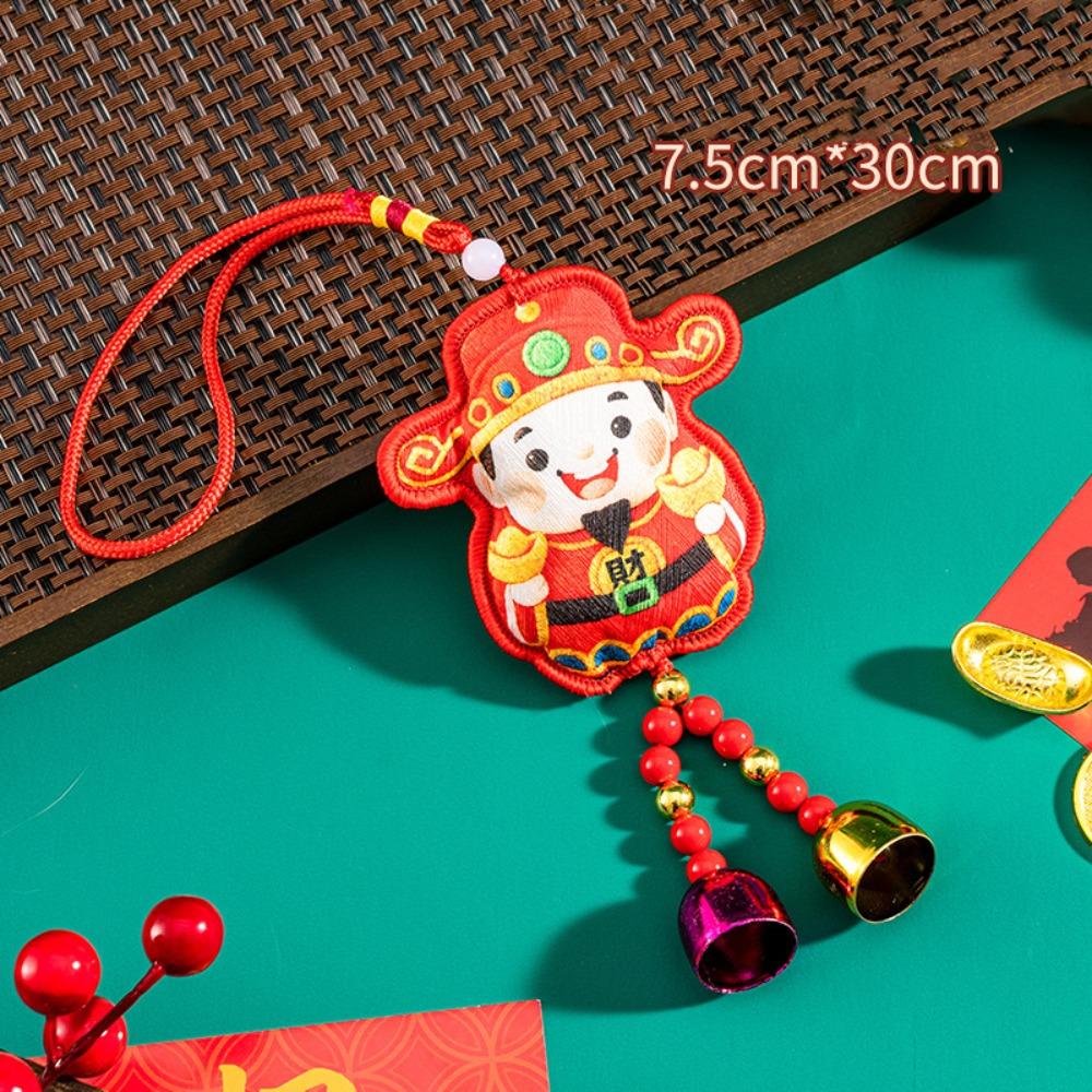 the god of fortune The God of Wealth Pendant Embroidered Red Chinese New Year Decoration Year of the Horse Chinese Style