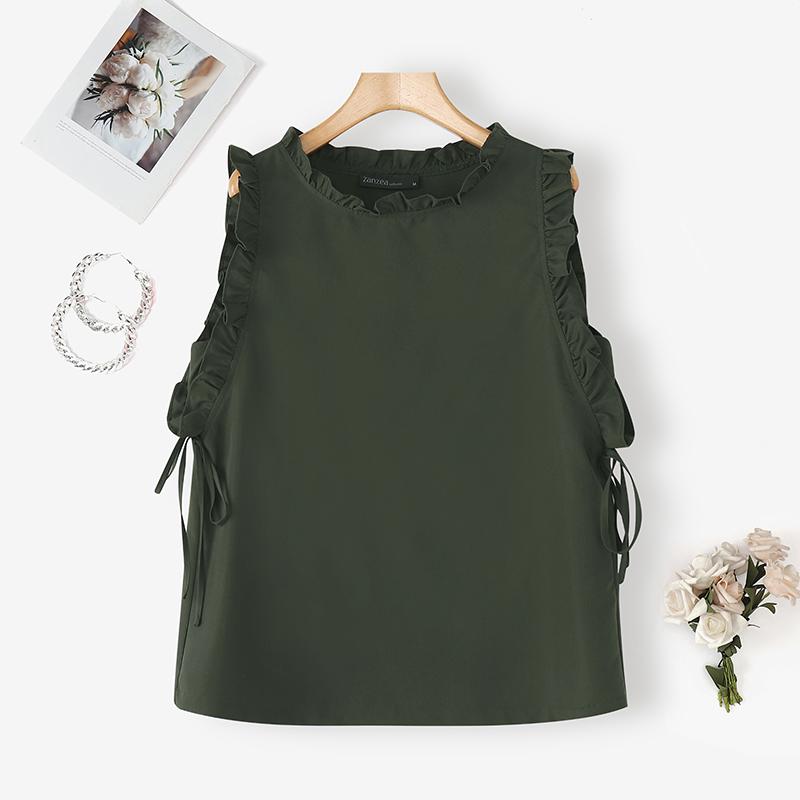 ZANZEA Women Casual Round Neck Solid Color Summer Sleeveless Tank Tops
