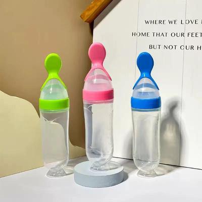 Silicone Baby Feeding Bottle with Suction Cup for Cereal and Milk
