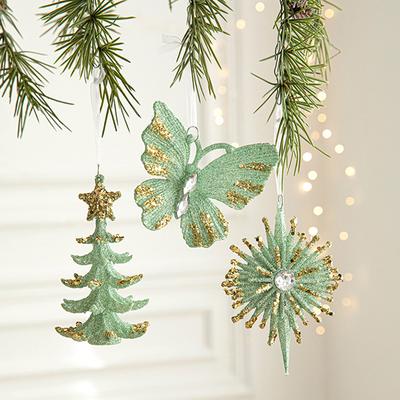 1Pc Christmas Tree Hanging Decoration Plastic Green Butterfly Hanging Christmas New