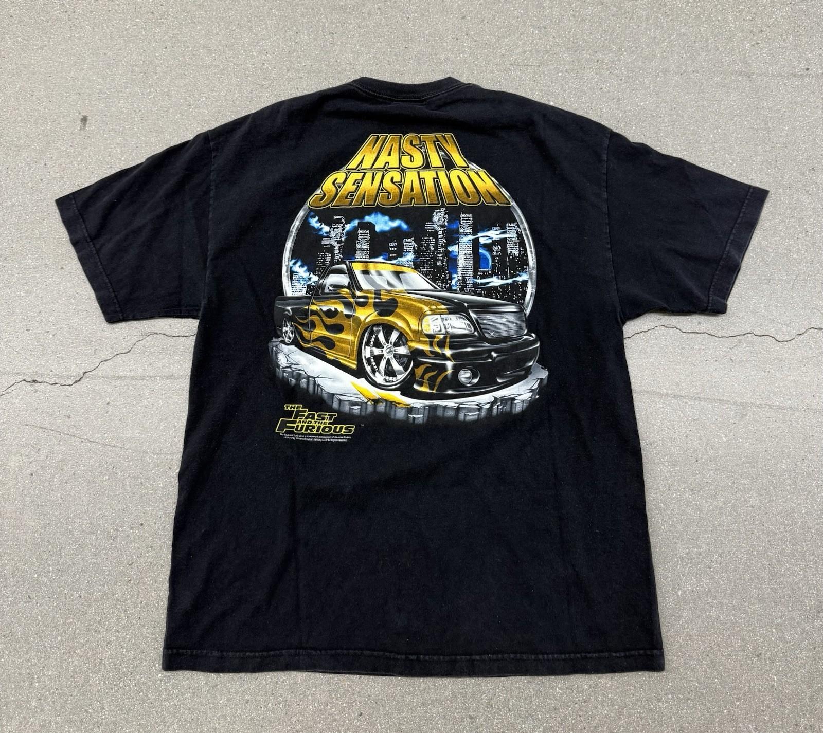 Vintage 2001 Original The Fast And The Furious Nasty Sensation Movie Promo Tee Unisex T-Shirt XXXL