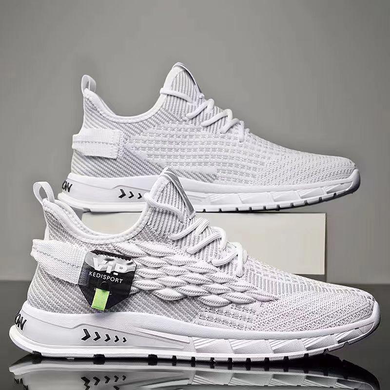 Spring new men's casual mesh breathable coconut shoes fashionable versatile trendy sports shoes large size black men's shoes