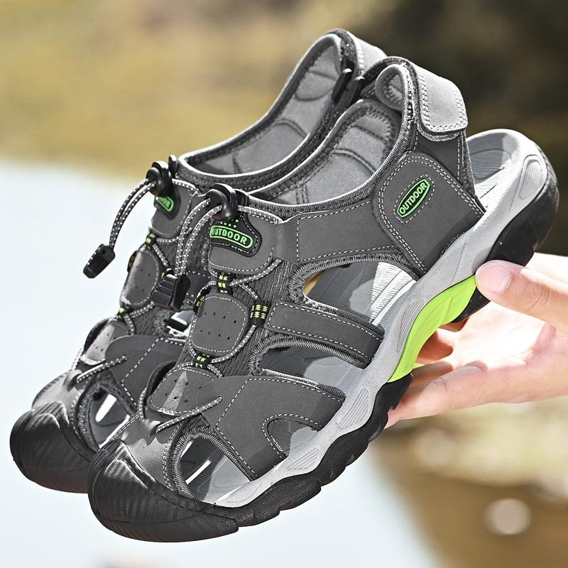 

Breathable Men Leather Sandals Classic Casual Shoes Men Outdoor Beach Sandals Roman Men s Water Shoes Big Size 48 38 жёлтый