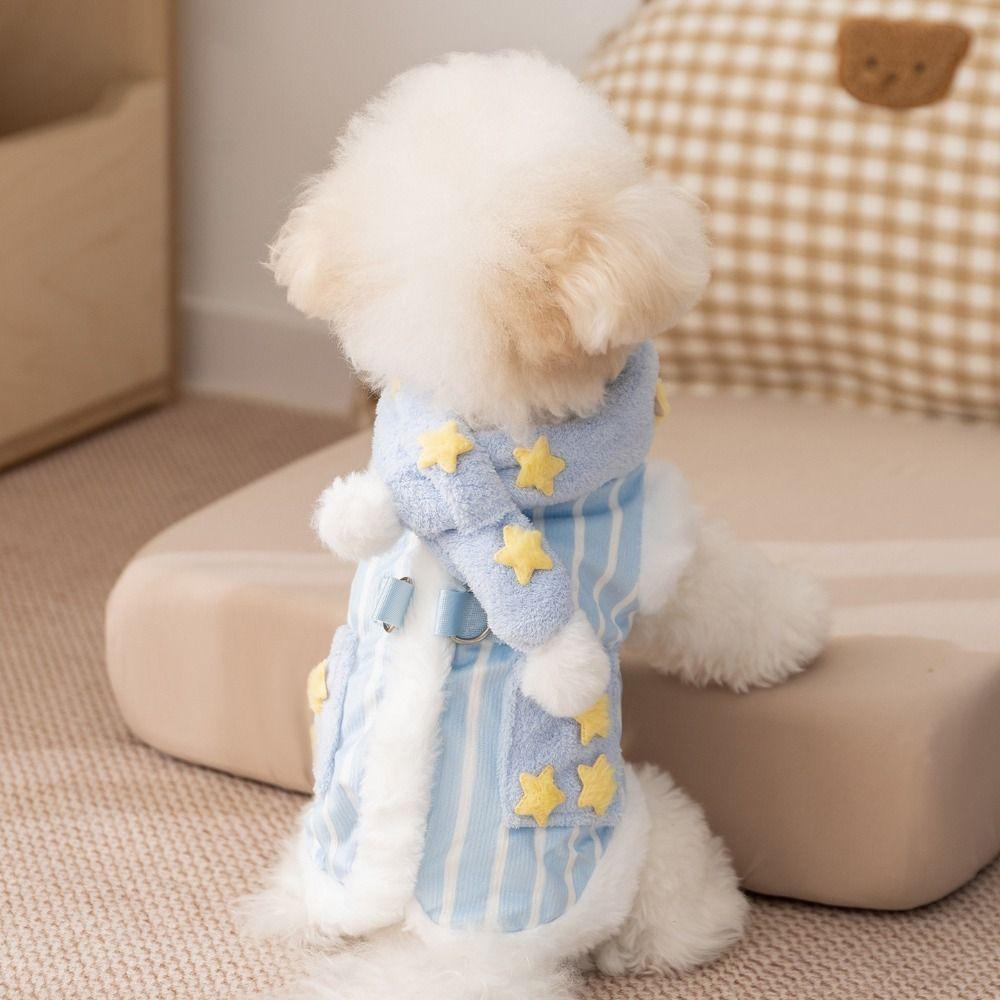 Two Leg Star-Print Scarf Dog Coat Warm Dog Velvet Vest Cute Puppy Plush Jacket For Pets