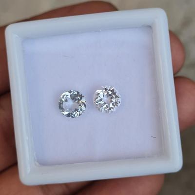 Natural 2 Pcs Round Cut Crystal Gemstone, 3.50 Carat, 7 Mm Size Stone.