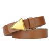 New Women's Genuine Leather Cowhide Slim Korean Style Trousers Belt Triangle Creative Design Smooth Plate Buckle Trousers Belt