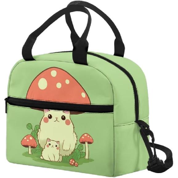 Kawaii Erdbeer-Katze Lunchtasche für Mädchen Kinder 8-10 10-12 Isoliert Lunchbox Tragbar Kühlbox Lunchbag Tragetasche Handtasche Mahlzeitenvorbereitung Organizer Arbeit Schule