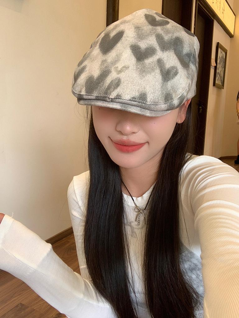 Trendy Korean Style Tie-dye Heart Artistic Bucket Hat For Women Adjustable Sun Protection