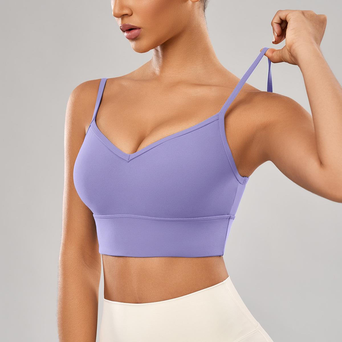 

Breathable Nude Feel Sports Bra with Removable Pads and Sexy Back Design L
