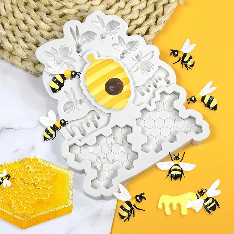 Honeycomb Fondant Mold 3D Honeybee Bee Silicone For Cake Decoration Biscuit Cookies Chocolate Hard Candy Cupcake Topper Kitchen