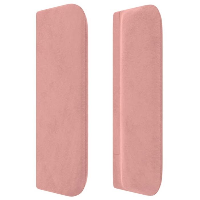 Tête de lit - Avec oreilles - Velours rose - Pieds en bois robustes - Hauteur réglable