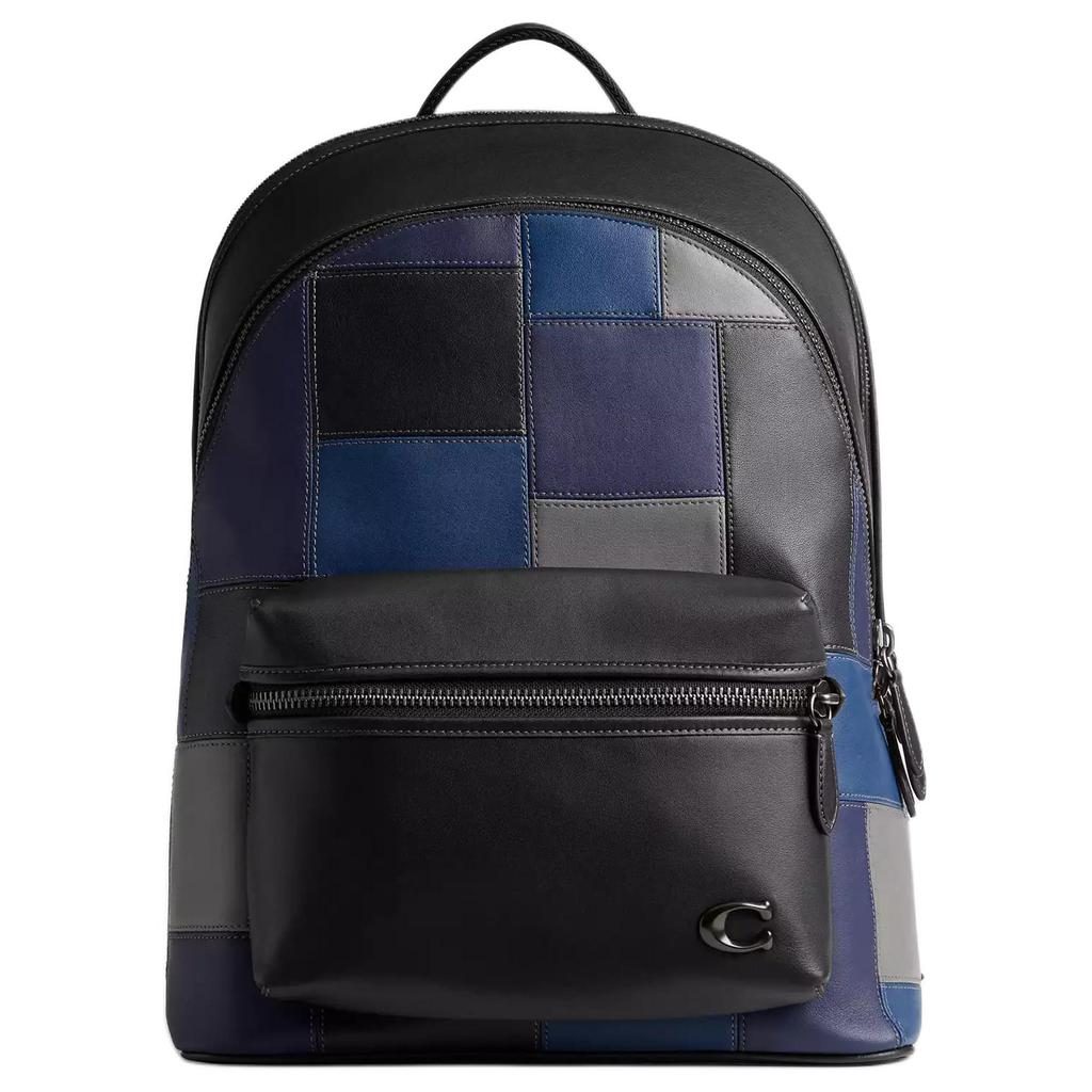 Coach Charter 30 Zipper Closure Adjustable Shoulder Strap Smooth Leather Backpack Large Men Backpack Black Blue CV929-BLC
