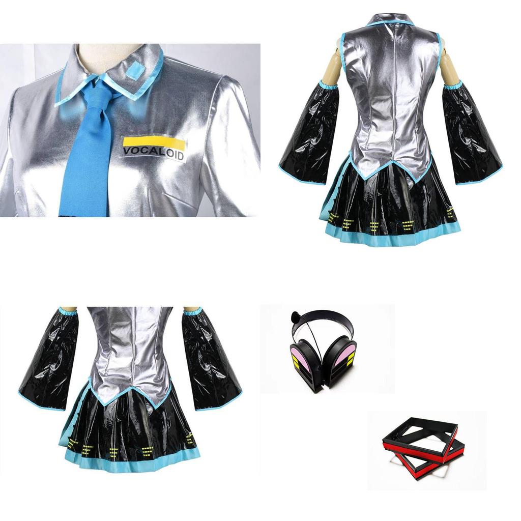 Hatsune Miku Vocaloid Pu Cosplay Top Kleid Krawatten Set für Weihnachtsshow