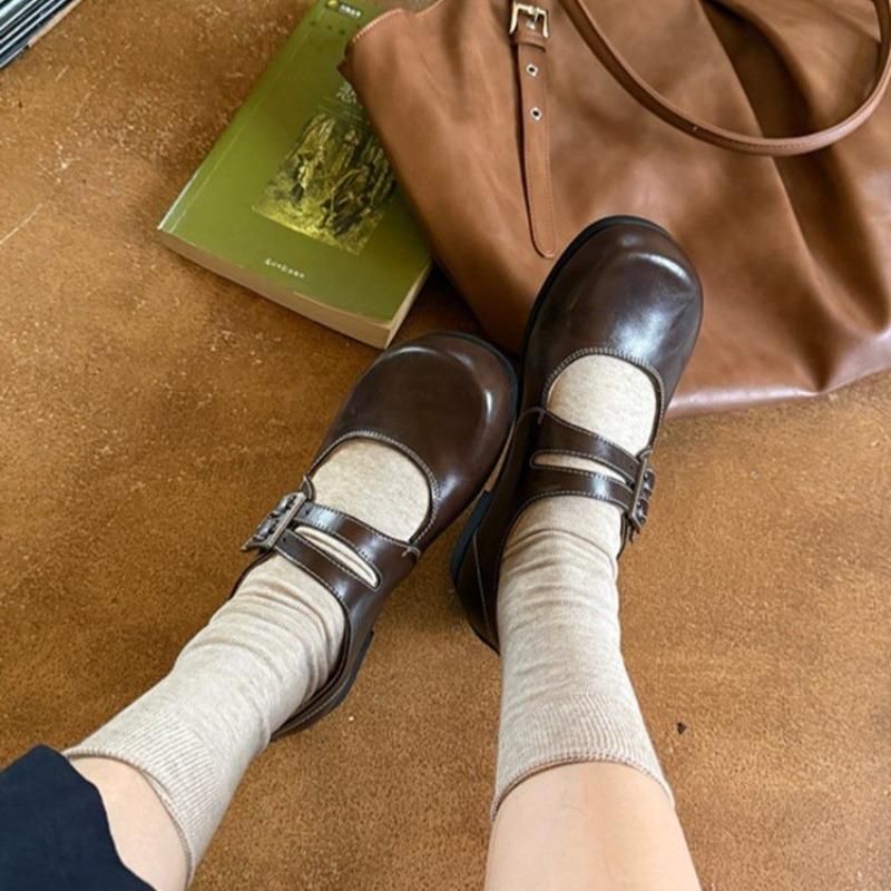 

Fashion New Style Fashion Women s Leather Mary Janes Cowhide Flat Soft Breathable Versatile Casual Full Leather Original Single Shoes 40 темно-коричневого
