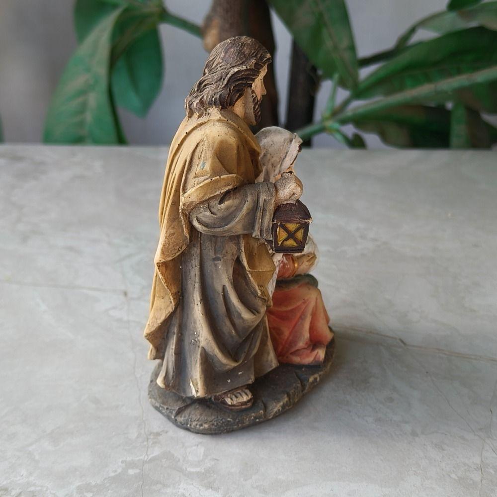 Handmade Holy Family Statues Painted Religious Sculptures Creative Christ Figurine  Home Decor