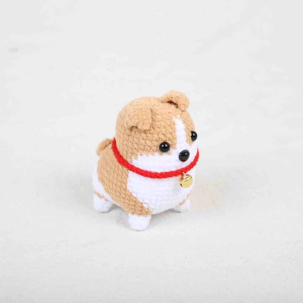 Cute Wool Crochet Corgi Keychain Bag Decor Woven Key Ring Knitted Dog Pendant Gift for Friends