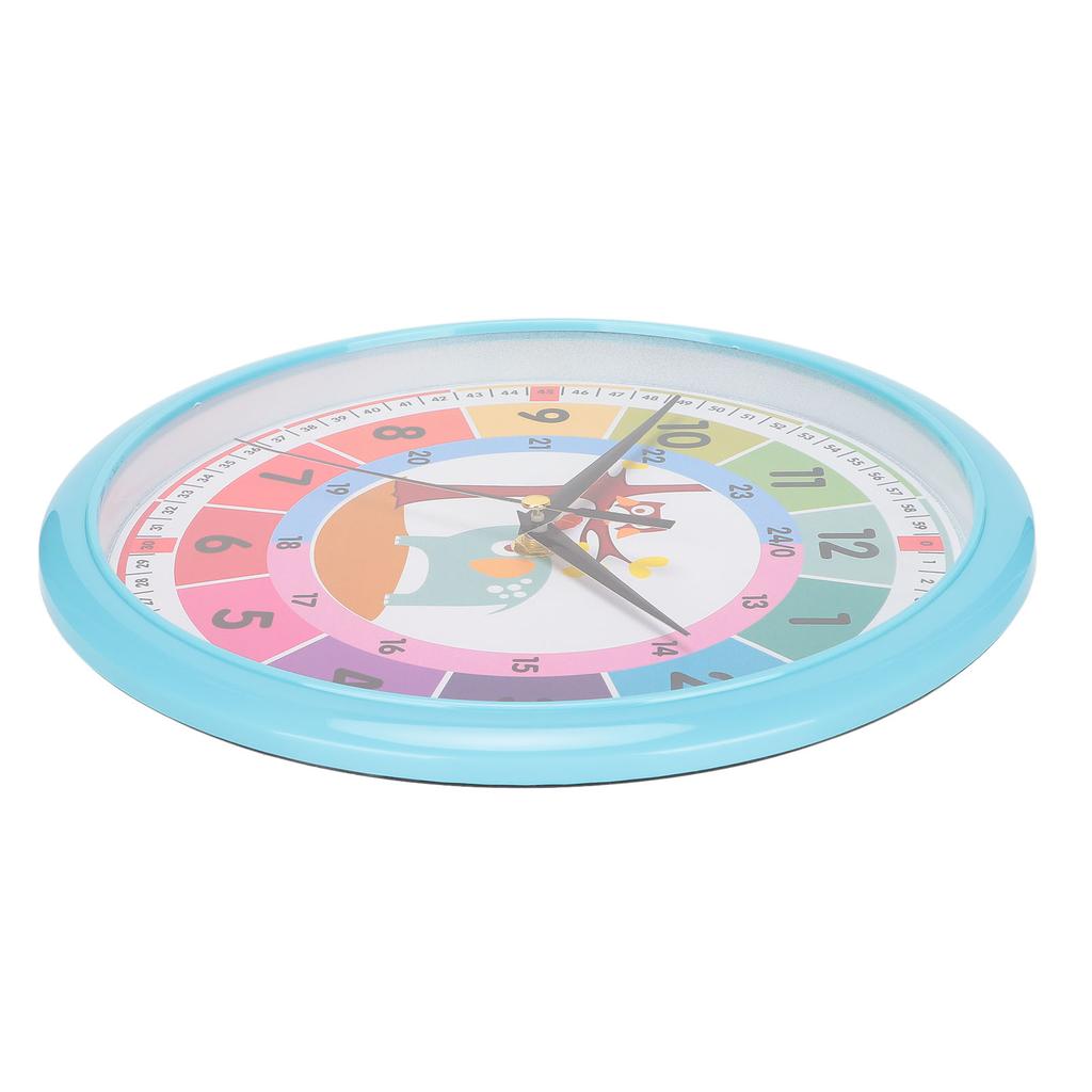 Wall Clock Plastic Cartoon Colorful Quartz Time Learning Hanging Clock for Kid"s Bedroom