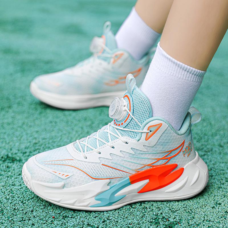 2026 New Children Basketball Shoes Breathable Girls Basketball Sneakers Quick Lacing Boys Sport Shoes Fashion Outdoor Sneakers