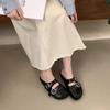 Fashion Spring Baotou Slippers for Women Round Head Shallow Mouth Rivet Metal Buckle Soft Soled Non-slip Wear-resistant Flat Shoes