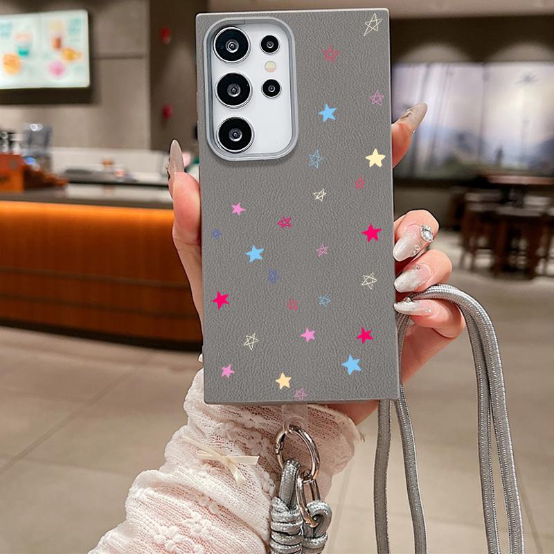 Crossbody Lanyard Case For Samsung Galaxy S24 FE S25 S22 S23 Ultra A55 A53 A54 A15 A16 A25 A56 5G Small Flowers Soft Phone Cover