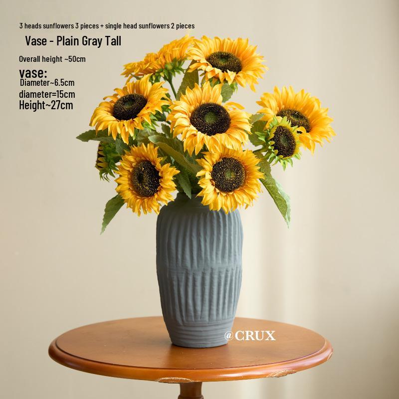 Sunflower Silk Flower Arrangement: Artificial Dried Flowers for Living Room, Dining Table, and Photo Props