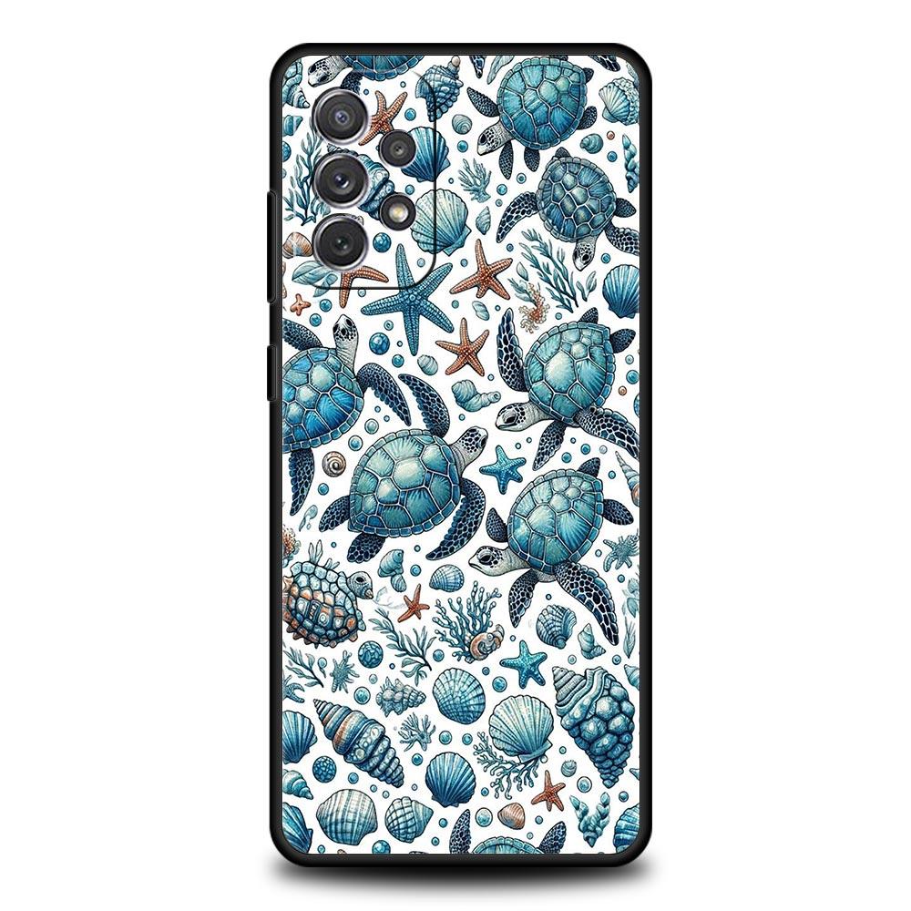Ocean Coastal Seashell Seaweed Pattern Phone Case for Samsung Galaxy A55 A35 A15 A14 A13 A25 A54 A51 A71 A72 A73 A32 5G Soft TPU