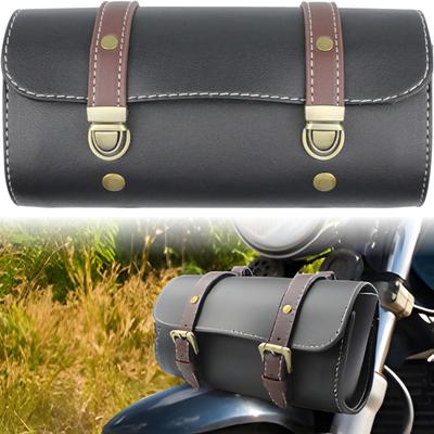 Mellbo Fahrrad-Seitentasche, Wasserdichtes PU-Leder, für Fahrräder, Motorräder und Autos, Kleine Motorrad-Vordertasche, Schwarz