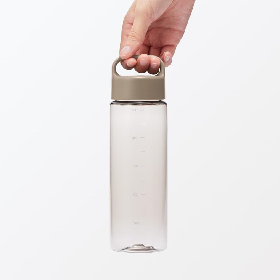 MUJI Easy-to-Carry Graduations Drink Bottle, Sand Beige, Approx. 500ml