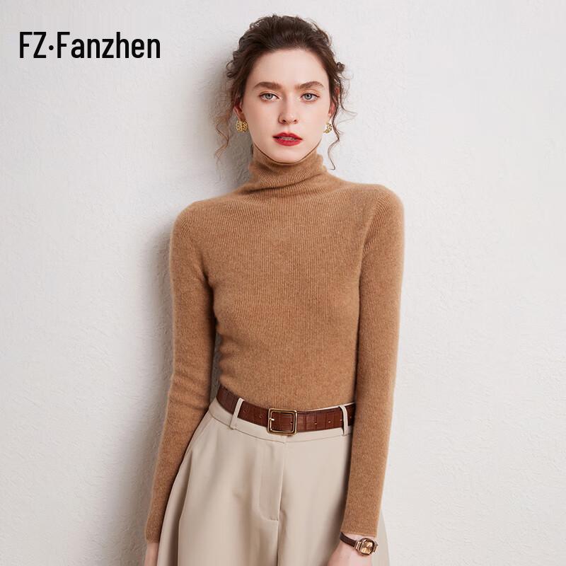 Fanzhen Women's 100% Cashmere Cowl Neck Sweater