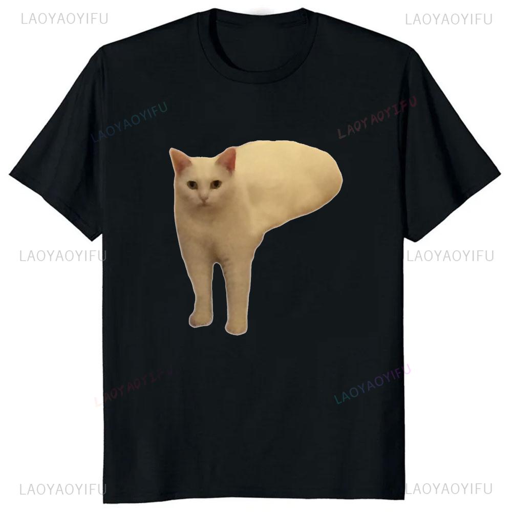 FUNNY Kawaii Cat Meme Graphic Printed Tshirt Short Sleeve Casual Fashion Loose Harajuku Humor Joke Man T Shirt Y2K Women Tee