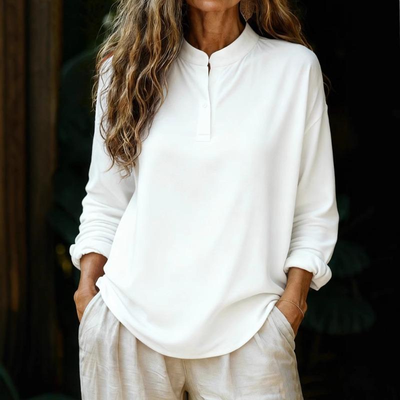 Autumn New Women's Casual Loose Fashion Solid Color Long-sleeved Round Neck Pullover Shirt