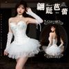 Night Fragrance Ballet Swan Pure Desire Corset Bra Sexy Slim Lace Bra with Puffy Skirt